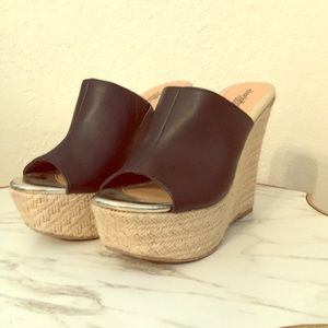 Black and hemp Charlotte Russe wedges